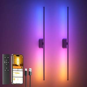 lot 22511 image: 40-Inch Battery-Operated Sconces (Set of 2), 12000mAh Smart Lights with App