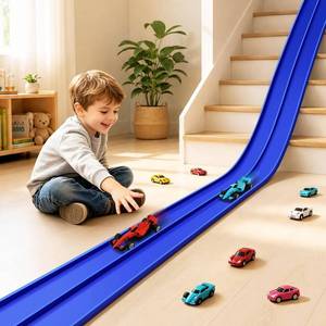 lot 22520 image: 16Ft Flexible Race Car Ramp Track with Suction Cups, Kids Toy for Ages 3-10