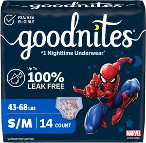 lot 22523 image: GoodNites Boys Nighttime Underwear, Size SM, 14 Ct