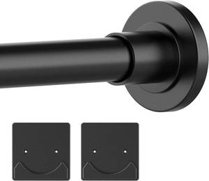 lot 22526 image: Thestoa Adjustable Shower Curtain Rod 30-80 Anti-Rust, No-Drill, Black