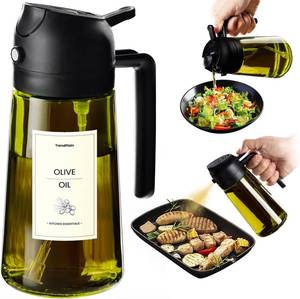 lot 22527 image: TrendPlain Olive Oil Dispenser Bottle 16oz470ml with Sprayer, Black