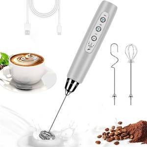 lot 22530 image: Milk Frother Wand Rechargeable Handheld Whisk Coffee 3 Speed Adjustable