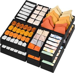 lot 22540 image: 12 Pack Drawer Organizers, 116-Compartment Foldable Dresser Organizers