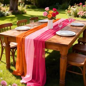 lot 22579 image: 3 Pcs Pink and Orange Party Decorations Sunset Soiree Table Runner