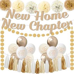 lot 22582 image: House Warming Party Decorations, Champagne Gold New Home New Chapter Decor