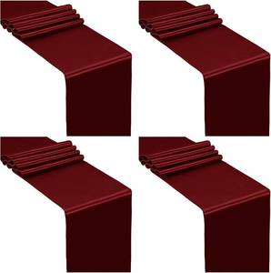 lot 22583 image: SiinvdaBZX 4 Pcs Burgundy Satin Table Runner 12 x 108 inches Long