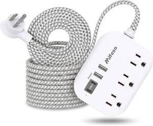 lot 22586 image: Mifaso Power Strip with USB Ports, 15Ft Flat Extension Cord