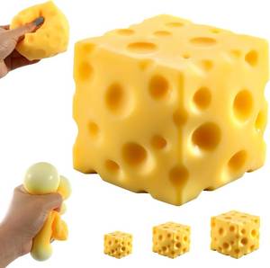 lot 22614 image: Cheese Squishy (7cm) - Cheese Block Squeeze Toy, Fidget Toy (2.8 inch)