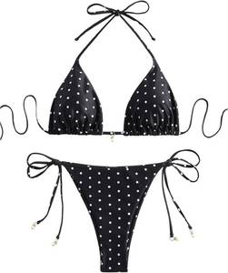 lot 22618 image: SOLY HUX Womens 2 Piece Polka Dots Print Halter Triangle Bikini Set small