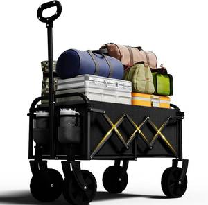 lot 22625 image: Foldable Wagon with Wheels, Collapsible Small Cart, Grocery Wagon, Black