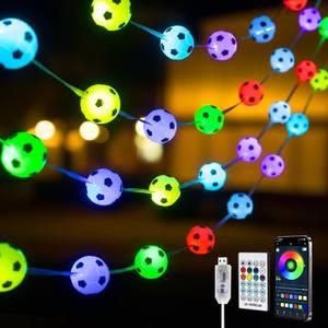 lot 22634 image: Soccer Ball String Lights, 10ft USB-Powered, 100 LED Warm White