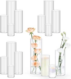 lot 22650 image: TBWIND 16pcs 46810 Inch Clear Glass Cylinder Vases for Centerpieces