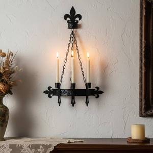 lot 22681 image: We Moment Black 3-Candle Wall Sconces, Gothic Victorian Candelabra