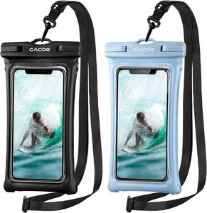 lot 22689 image: CACOE Floatable Waterproof Phone Pouch 2 Pack Up to 7.0,BlackLight Blue