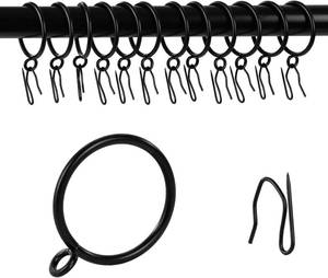 lot 22692 image: Zocang Curtain Rings with Hooks Eyelet, 2inch Internal Diameter, Black