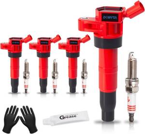lot 22704 image: Set of 4 Upgraded UF647 Ignition Coil Pack and Iridium Spark Plugs