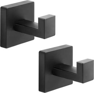 lot 22714 image: Stainless Steel Towel Hooks, Wall-MMounted Robe Hooks, Matte Black, 2 Pack