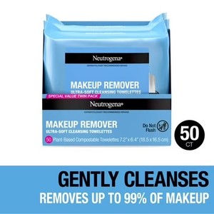 lot 22715 image: Neutrogena Makeup Remover Wipes & Cleansing Towelettes, 25 Count (2-Pack)