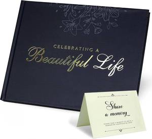 lot 22716 image: Funeral Guest Book   Black Version   9x7 in, 100 Thick Pages