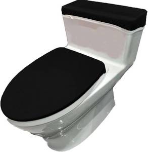 lot 22721 image: Madeals Velvet Toilet Lid Cover and Tank Lid Cover, Fabric, Black