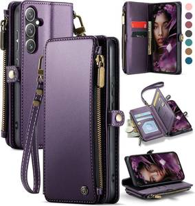 lot 22799 image: Defencase for Samsung Galaxy S24 Wallet Case with RFID Card Holder, Purple