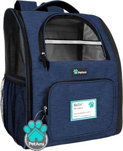 lot 22801 image: PetAmi Dog Backpack Carrier Airline Approved Cat Pet Puppy Bag, Navy
