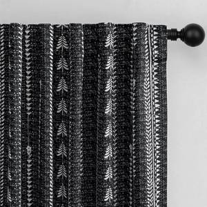 lot 22805 image: MEETSKY Boho Black 95% Blackout Bedroom Curtains 50Wx63L,2 Panels