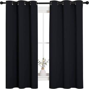 lot 22806 image: NICETOWN Black Blackout Curtains for Bedroom 42 Wide x 63 Long 2 Panels