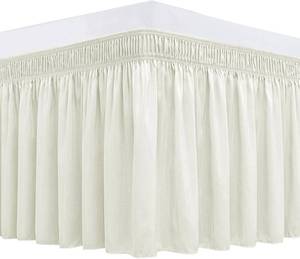 lot 22812 image: Wrap Around Bed Skirt King Size 15 Inch Drop-Elastic Dust Ruffle Ivory