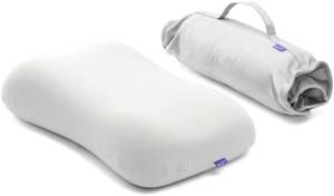 lot 22843 image: Cushion Lab Deep Sleep Pillow, Compact Memory Foam Neck Pillow, Calm Grey
