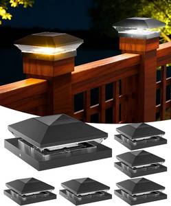 lot 22847 image: T-SUN Solar Post Cap Lights 6 Pack, 2 Modes Fence Post Solar Lights Black