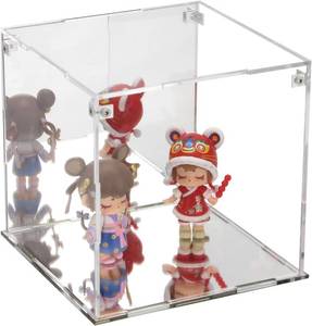 lot 22853 image: 6x6x6Inch Self-Assemble Clear Acrylic Display Case with Mirror Back