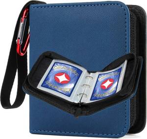 lot 22870 image: GEAoffice Mini Trading Card Binder 1 Pocket Holds 80 Cards, Zip Close, Blue