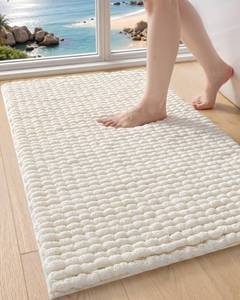 lot 22872 image: DEXI Bathroom Rugs 30x17, Non Slip Washable Chinelle Bath Mat, Cream