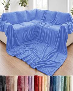 lot 22889 image: Fleece Blanket Oversized King - Ultra-Soft Flannel Blanket - Vista Blue