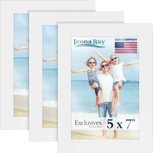 lot 22891 image: 5x7 Picture Frames, White, 3 Pack, Exclusives, Wood Composite Photo Frame