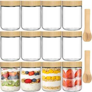 lot 22901 image: TBWIND 12 Pack 16oz Overnight Oats Containers with Airtight Bamboo Lids