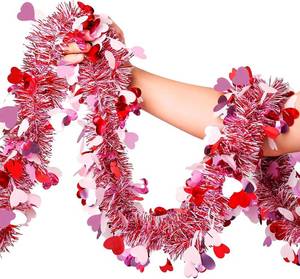 lot 22922 image: Valentines Garland Decor, 50ft Glitter Tinsel Heart Garland for TreeHome