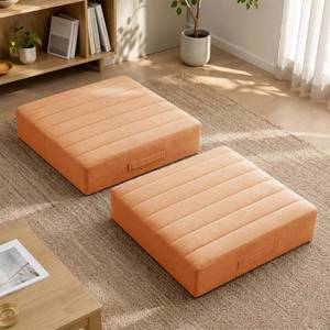 lot 22965 image: JKMAX 2-Pcs High Density Foam Floor Pillow, 22-Inch Floor Cushion Orange