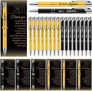 lot 22970 image: Feifeiya 60th Birthday Party Favors with Black Gold Pens Thank You Cards