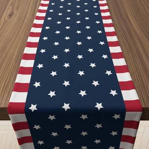 lot 22975 image: 4th of July Patriotic Stars Table Runner - Memorial Day Decor, IndoorOutdoor