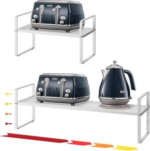 lot 22976 image: Expandable Shelf 16.527.1, 8.1 Wide Stackable Cabinet Shelves, White
