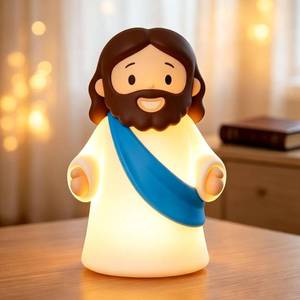 lot 22978 image: Jesus Night Light, Rechargeable, Dimmable Silicone LED Bedside Light (Blue)