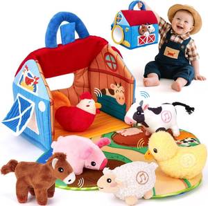 lot 22985 image: hahaland Baby Toys 6-12 Months, Surprise Barn Farm Animals with Sounds Word