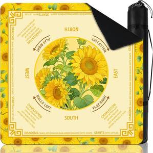 lot 22992 image: Travel Rubber Mahjong Mat 31.5x31.5 Sunflower Waterproof with Carrying Bag