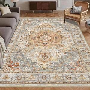 lot 22994 image: Washable Area Rug 5 x 7 Persian Mat - Foldable, Non-Slip, Dove GrayCoral