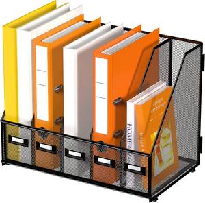 lot 23003 image: DALTACK 5-Slot Magazine File Holder, Metal Binder Holder, Black