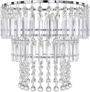 lot 23004 image: Acrylic Lamp Shade with Bead Droplets, Clear, 3-Tier, 12.2 Dia, E12E26