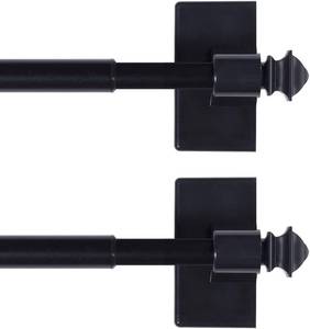 lot 23017 image: H.VERSAILTEX 2-Pack Magnetic Curtain Rods for Metal Doors, 16-28in, Black