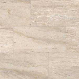 lot 5631 image: St. Clamont Ivory Marble 15 in. x 30 in. Glazed Porcelain Floor and Wall Tile (16.35 sq. ft.Case) - Retail $37
